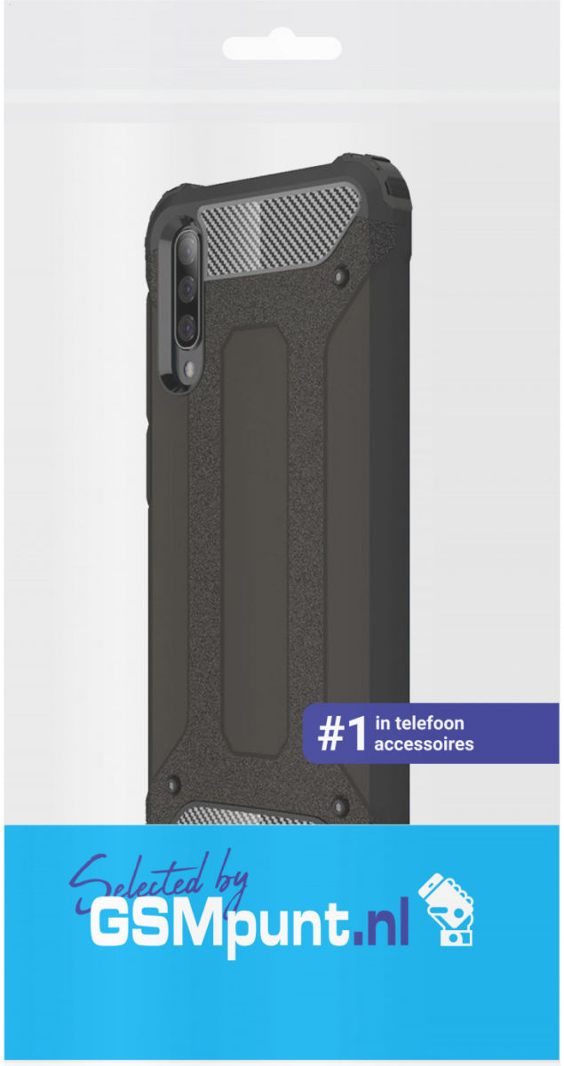 Samsung Galaxy A70 Hoesje Shock Proof Hybride Back Cover Zwart afbeelding 2