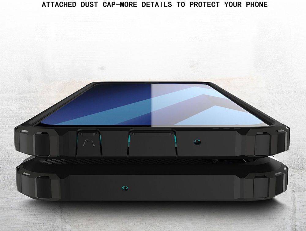 Samsung Galaxy A70 Hoesje Shock Proof Hybride Back Cover Zwart afbeelding 6