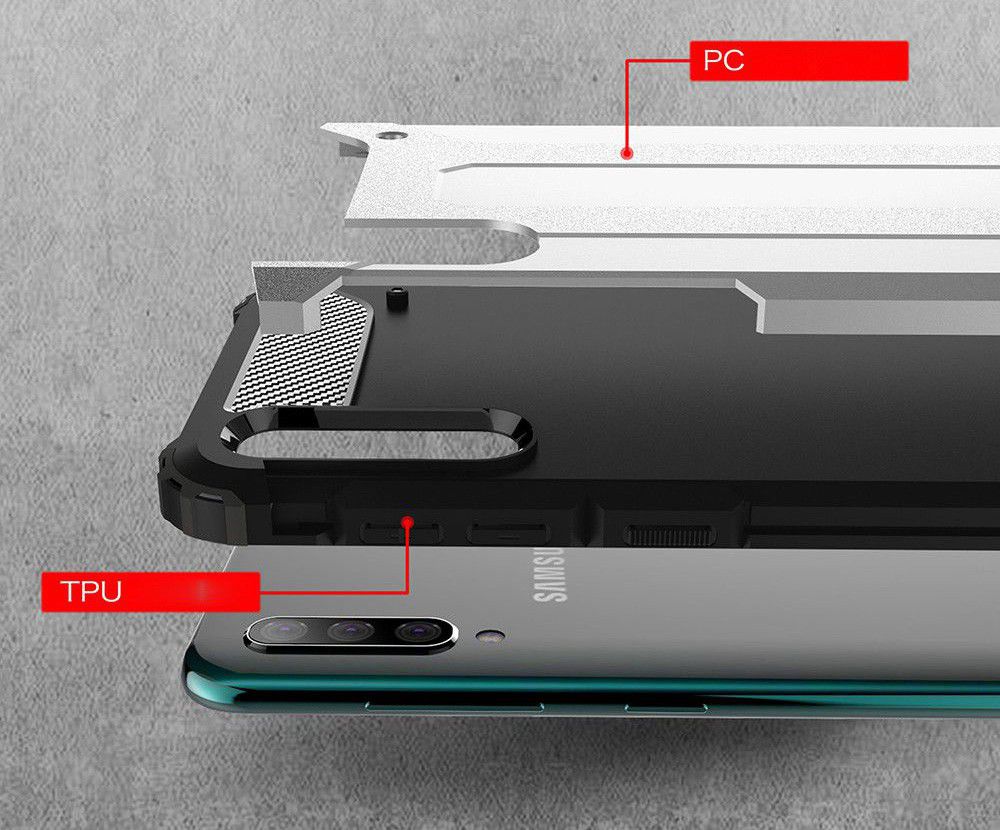 Samsung Galaxy A70 Hoesje Shock Proof Hybride Back Cover Zwart afbeelding 11