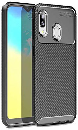 Samsung Galaxy A20E Siliconen Carbon Hoesje Zwart afbeelding 1