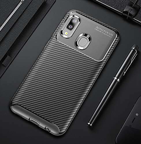 Samsung Galaxy A20E Siliconen Carbon Hoesje Zwart afbeelding 4
