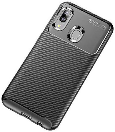 Samsung Galaxy A20E Siliconen Carbon Hoesje Zwart afbeelding 5