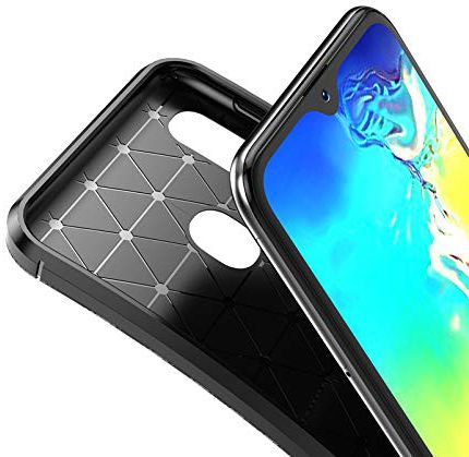 Samsung Galaxy A20E Siliconen Carbon Hoesje Zwart afbeelding 6