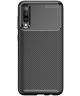 Samsung Galaxy A70 Siliconen Carbon Hoesje Zwart