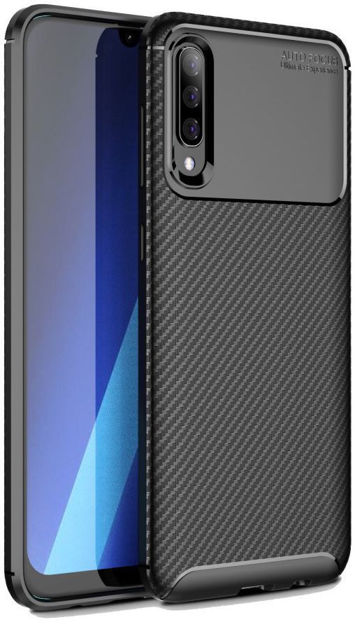 Samsung Galaxy A70 Siliconen Carbon Hoesje Zwart afbeelding 1