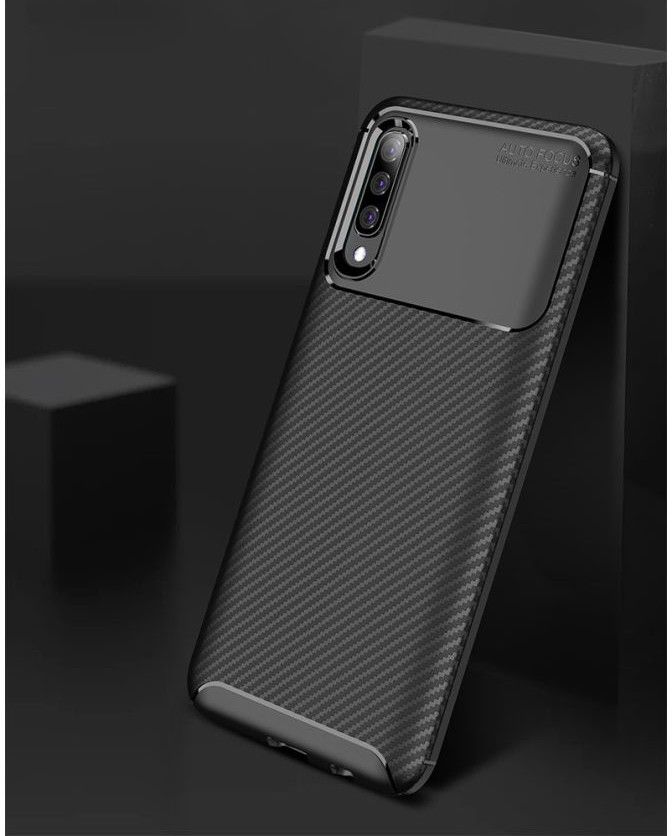 Samsung Galaxy A70 Siliconen Carbon Hoesje Zwart afbeelding 12