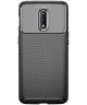 OnePlus 7 Siliconen Carbon Hoesje Zwart