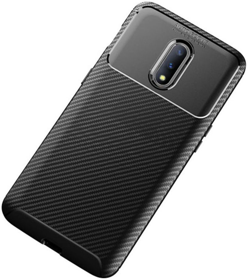 OnePlus 7 Siliconen Carbon Hoesje Zwart afbeelding 12