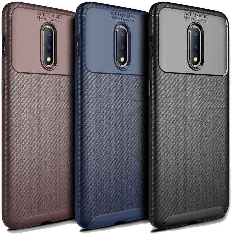 OnePlus 7 Siliconen Carbon Hoesje Zwart afbeelding 13