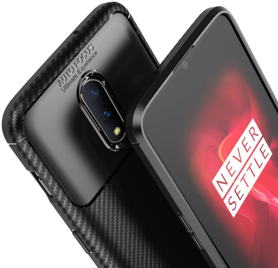 OnePlus 7 Siliconen Carbon Hoesje Zwart afbeelding 8