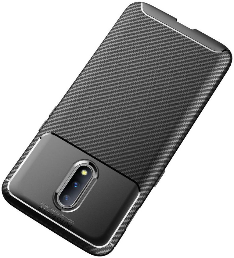 OnePlus 7 Siliconen Carbon Hoesje Zwart afbeelding 9
