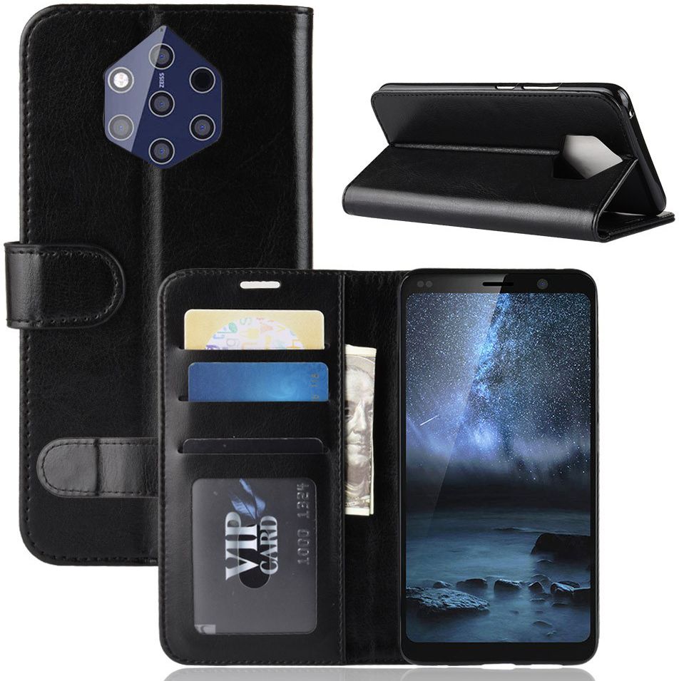 Nokia 9 PureView Portemonnee Hoesje Zwart afbeelding 7