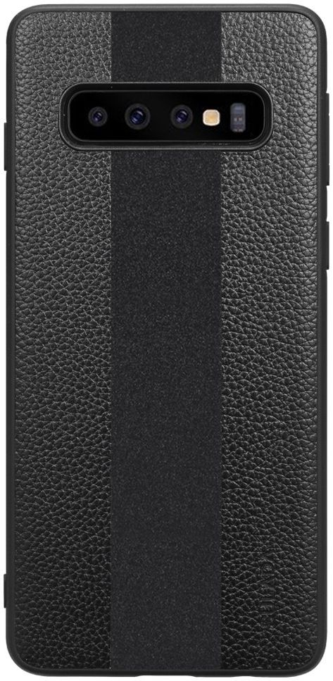 Samsung Galaxy S10 Plus Acryl Hoesje met Kunstleer Coating Zwart afbeelding 1