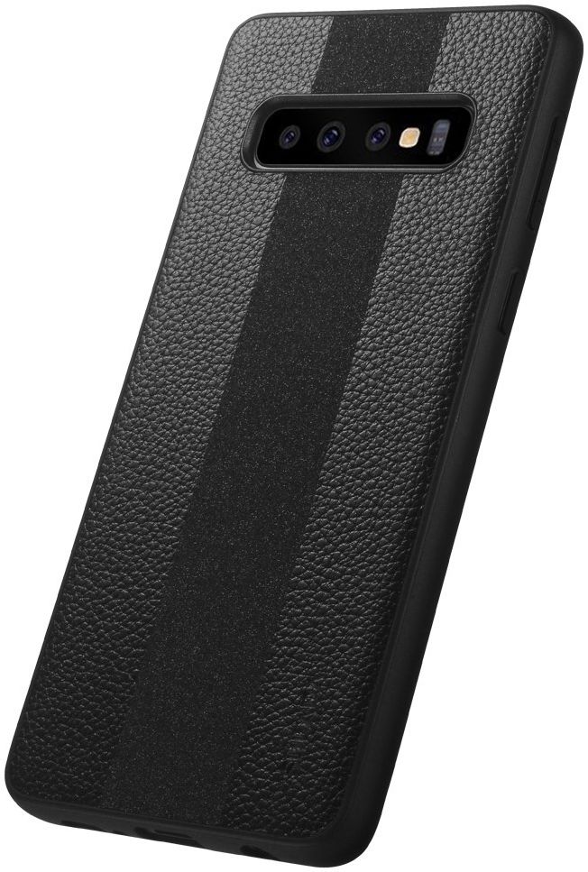 Samsung Galaxy S10 Plus Acryl Hoesje met Kunstleer Coating Zwart afbeelding 2