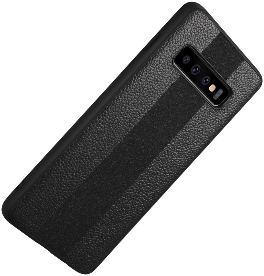 Samsung Galaxy S10 Plus Acryl Hoesje met Kunstleer Coating Zwart afbeelding 4