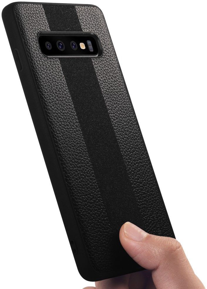 Samsung Galaxy S10 Plus Acryl Hoesje met Kunstleer Coating Zwart afbeelding 6