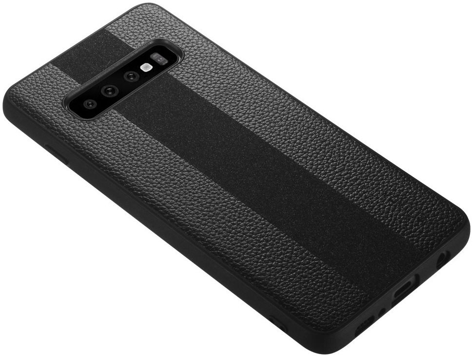 Samsung Galaxy S10 Plus Acryl Hoesje met Kunstleer Coating Zwart afbeelding 7