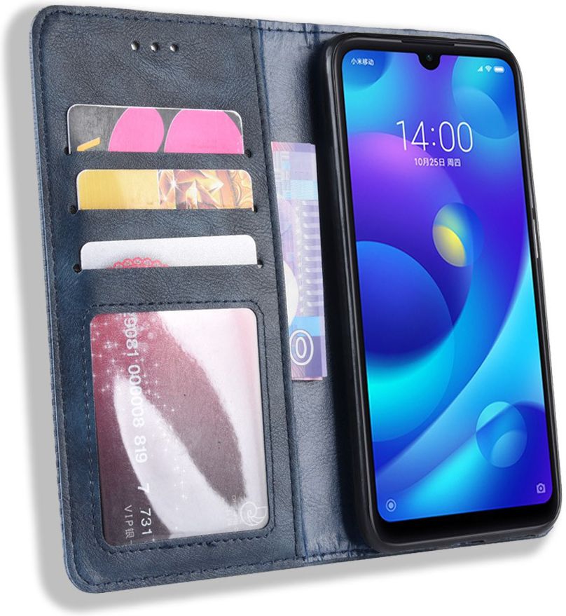 Xiaomi Redmi Note 7 Vintage Portemonnee Hoesje Blauw afbeelding 1
