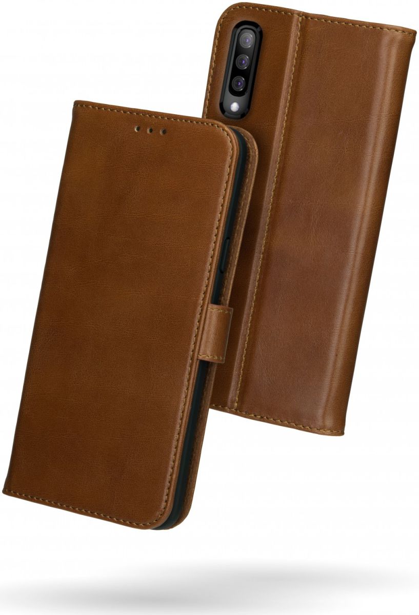 Rosso Deluxe Samsung Galaxy A50 Hoesje Echt Leer Book Case Bruin afbeelding 2