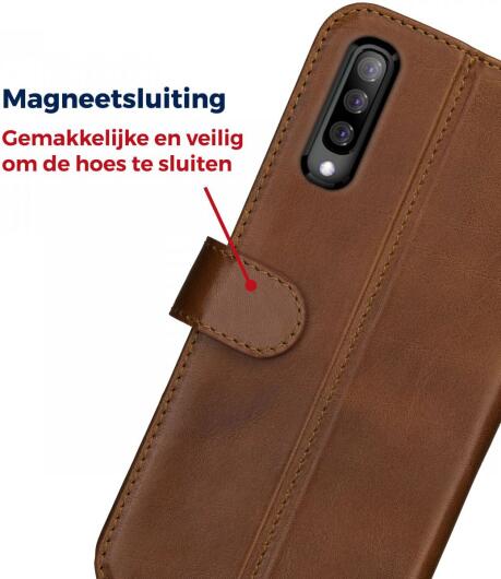 Rosso Deluxe Samsung Galaxy A50 Hoesje Echt Leer Book Case Bruin afbeelding 6