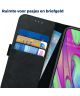 Rosso Deluxe Samsung Galaxy A40 Hoesje Echt Leer Book Case Zwart