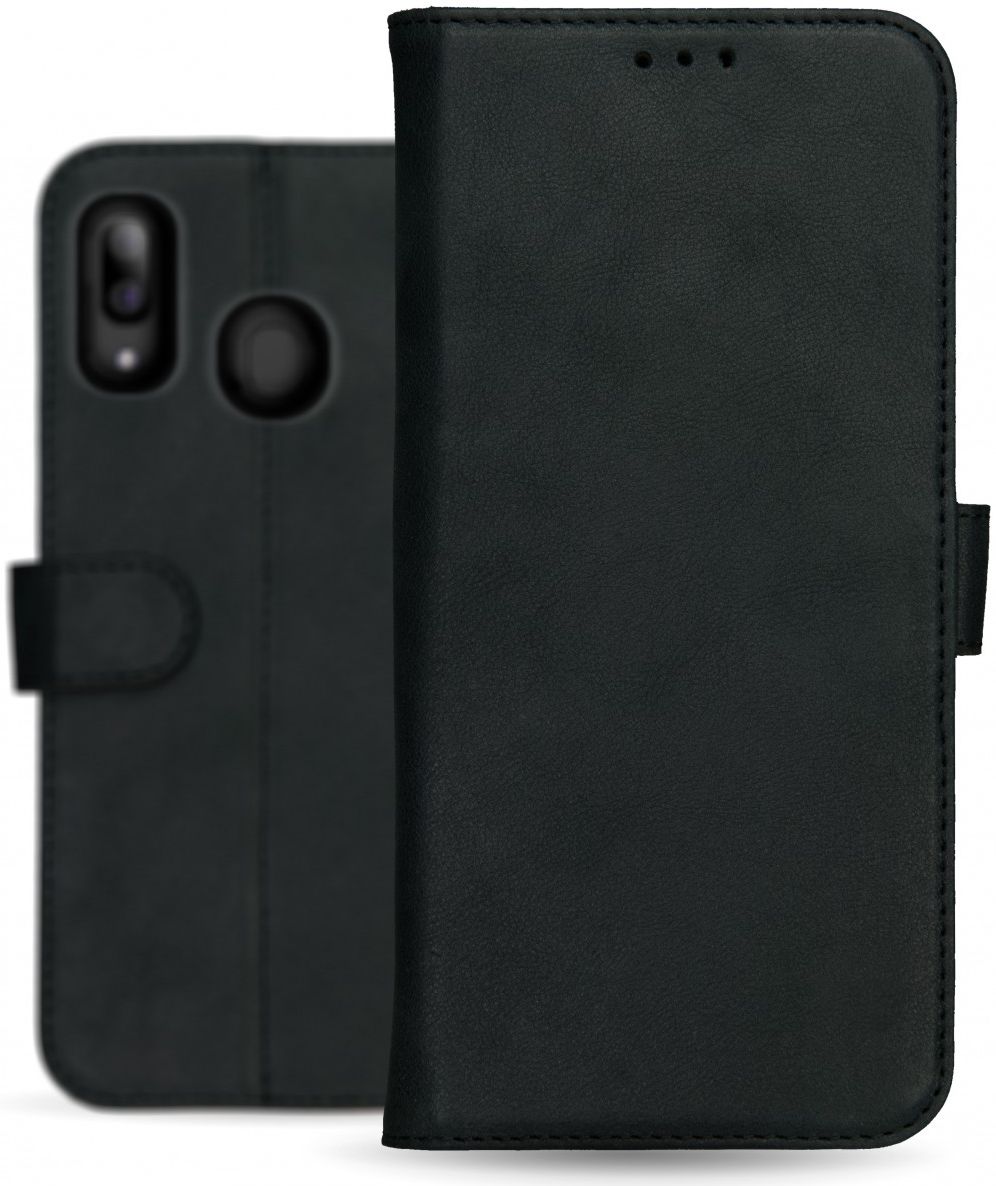 Rosso Deluxe Samsung Galaxy A40 Hoesje Echt Leer Book Case Zwart afbeelding 13
