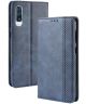 Samsung Galaxy A50 Book Case Hoesje Vintage Wallet Kunst Leer Blauw