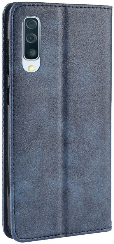 Samsung Galaxy A50 Book Case Hoesje Vintage Wallet Kunst Leer Blauw afbeelding 8