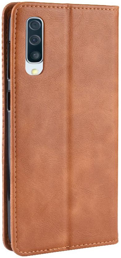 Samsung Galaxy A50 Book Case Hoesje Vintage Wallet Kunst Leer Bruin afbeelding 6
