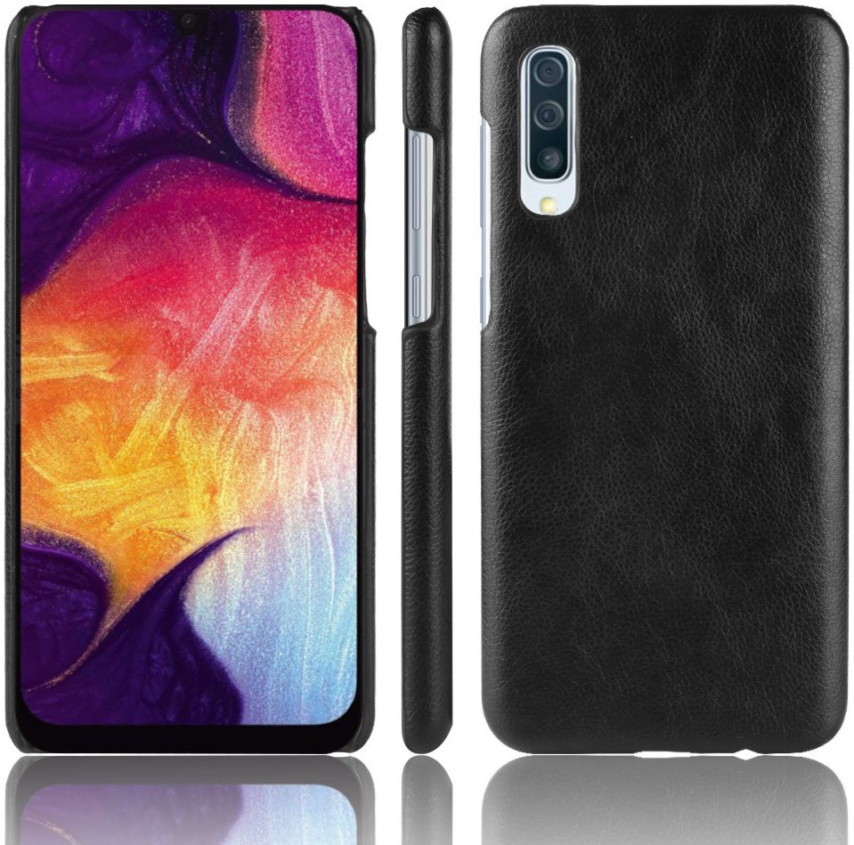 Samsung Galaxy A50 Hoesje met Kunstleer Coating Zwart afbeelding 3