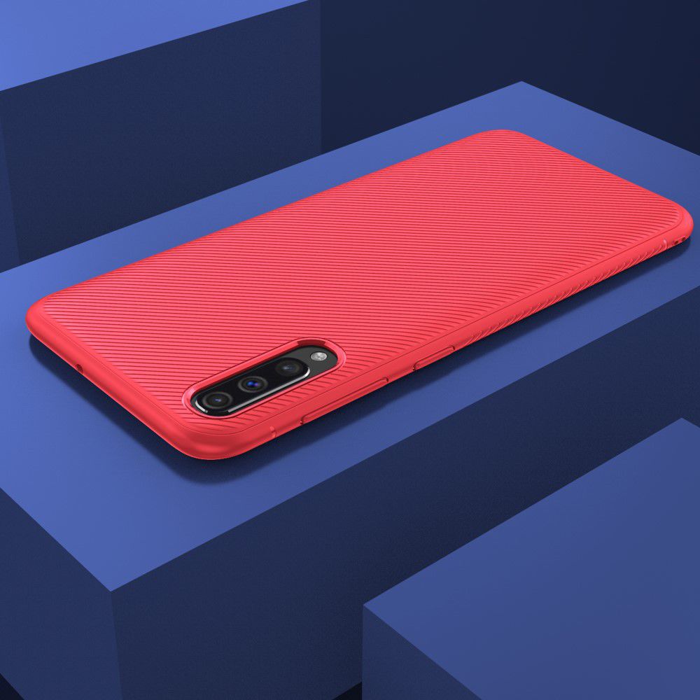 Samsung Galaxy A50 Hoesje Twill Slim Textuur Rood afbeelding 10