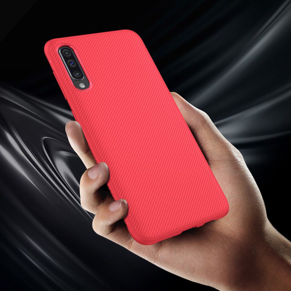 Samsung Galaxy A50 Hoesje Twill Slim Textuur Rood afbeelding 9