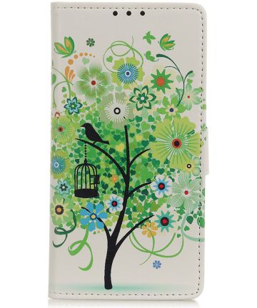 Samsung Galaxy A50 Book Case Hoesje Wallet Print Flower Tree Hoesjes