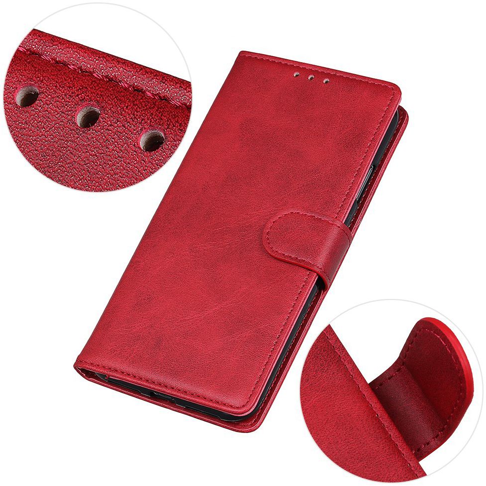 Samsung Galaxy A50 Book Case Hoesje Stand Wallet Kunst Leer Rood afbeelding 6