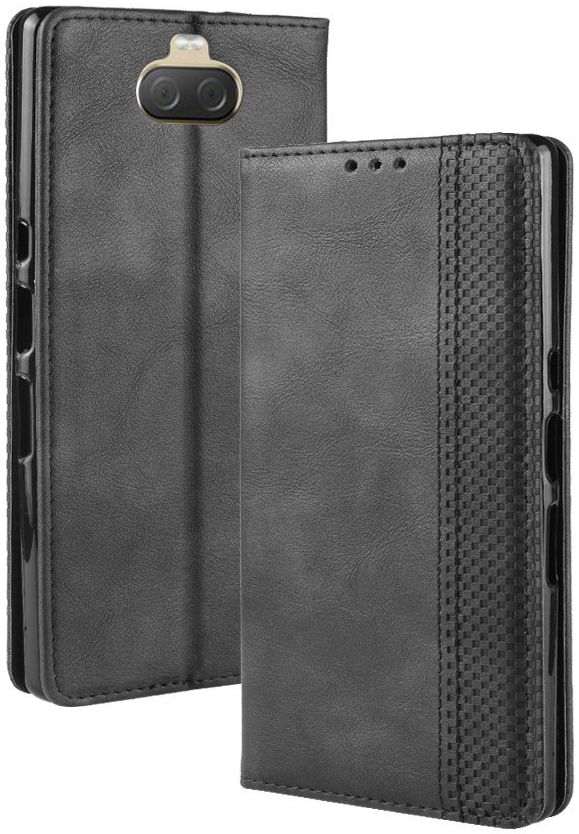 Sony Xperia 10 Plus Vintage Portemonnee Hoesje Zwart afbeelding 2