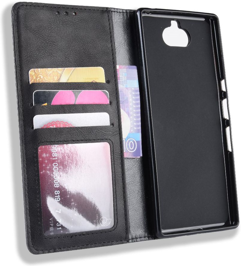 Sony Xperia 10 Plus Vintage Portemonnee Hoesje Zwart afbeelding 4