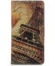 Samsung Galaxy A40 Lederen Portemonnee Hoesje met Eiffeltoren Print