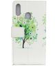 Samsung Galaxy A40 Lederen Portemonnee Hoesje met Green Tree Print