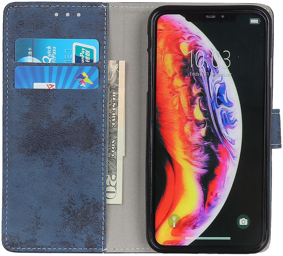 Samsung Galaxy A10 Vintage Portemonnee Hoesje Blauw afbeelding 2