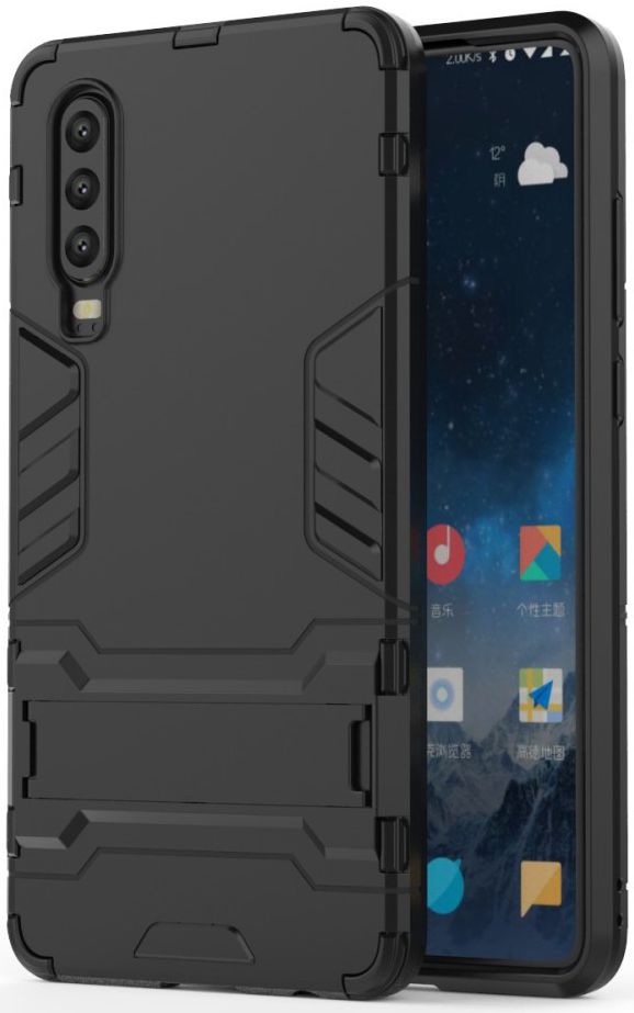 Huawei P30 Hybride Kickstand Hoesje Zwart afbeelding 1