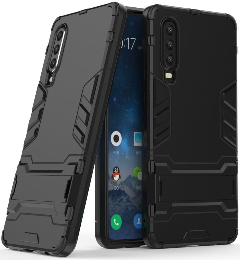 Huawei P30 Hybride Kickstand Hoesje Zwart afbeelding 4