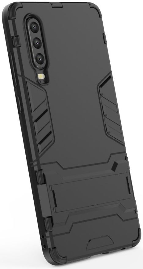 Huawei P30 Hybride Kickstand Hoesje Zwart afbeelding 2