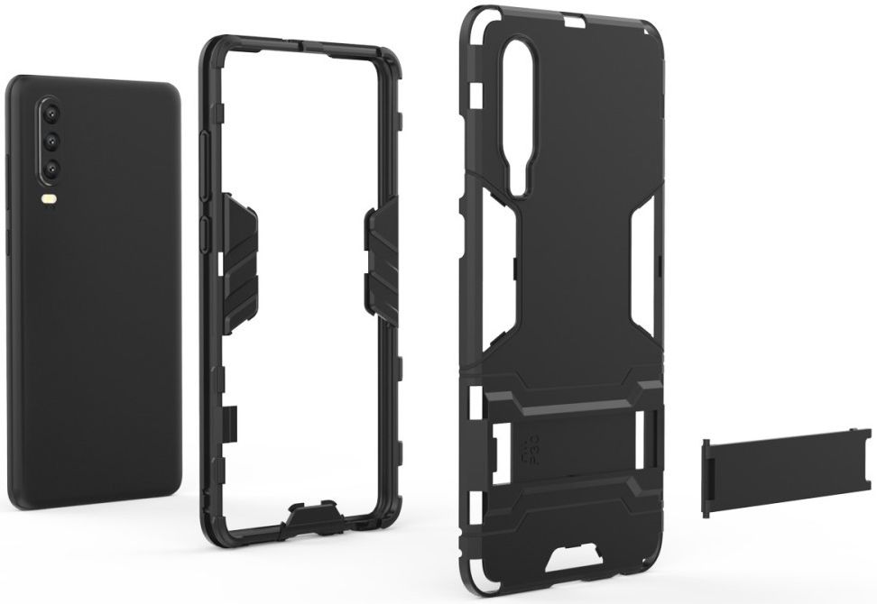 Huawei P30 Hybride Kickstand Hoesje Zwart afbeelding 3