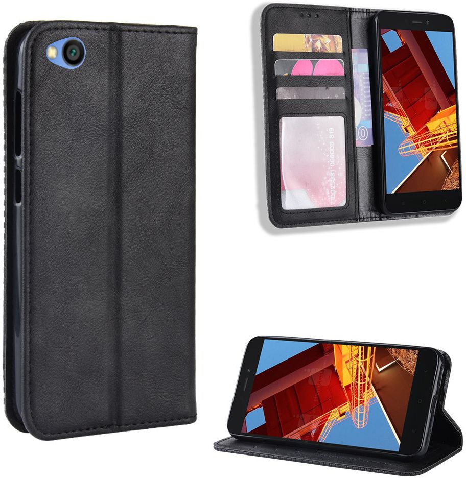 Redmi Go Vintage Portemonnee Hoesje Zwart afbeelding 12