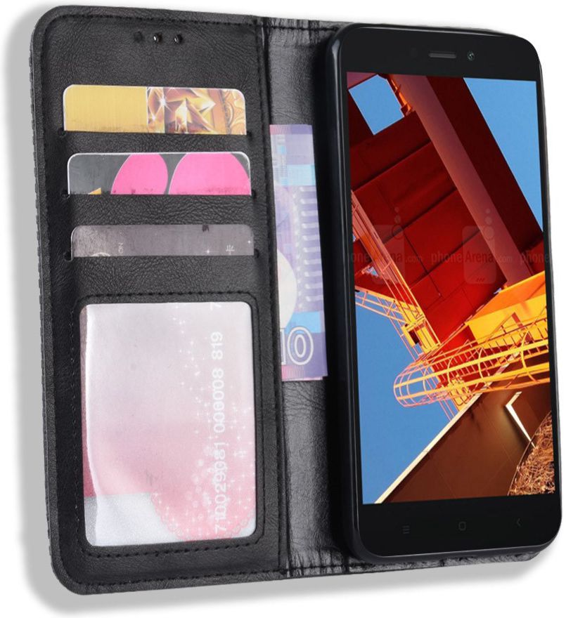Redmi Go Vintage Portemonnee Hoesje Zwart afbeelding 1