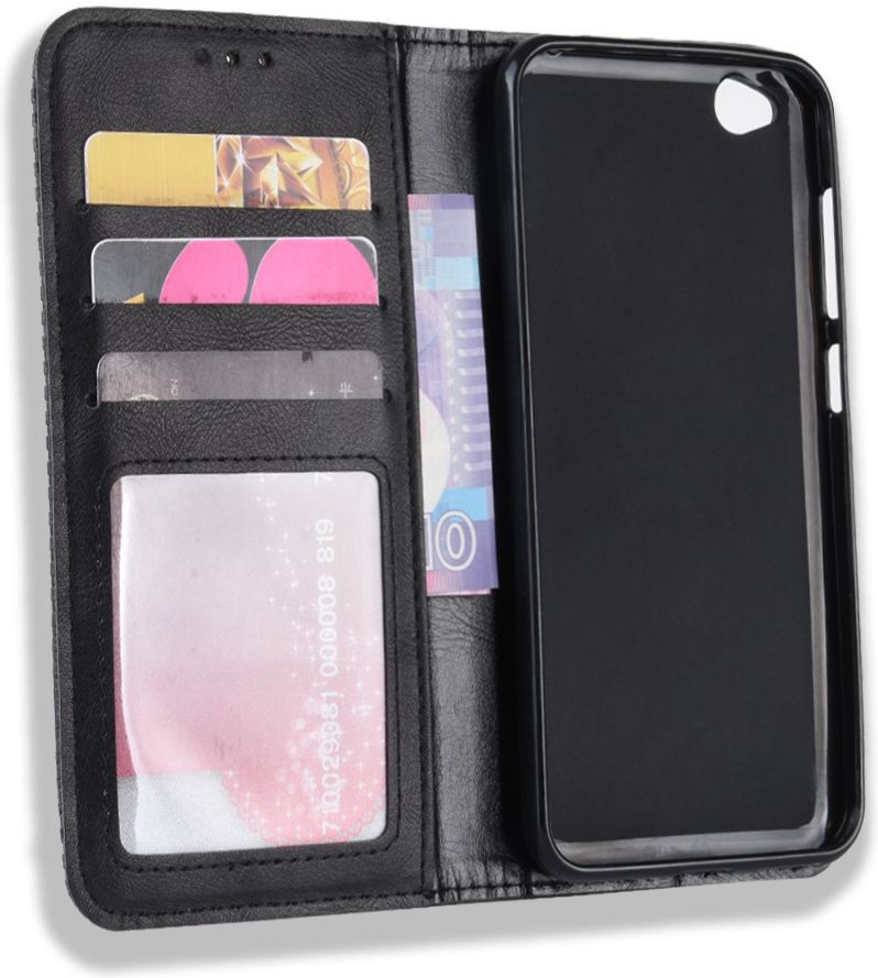 Redmi Go Vintage Portemonnee Hoesje Zwart afbeelding 4