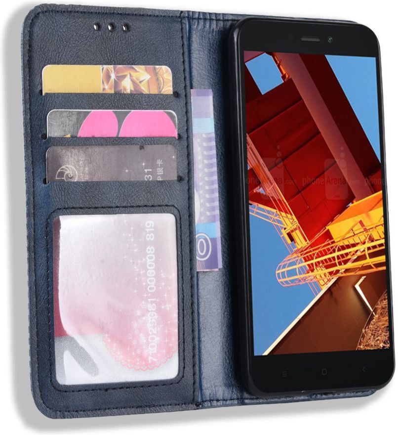 Redmi Go Vintage Portemonnee Hoesje Blauw afbeelding 1
