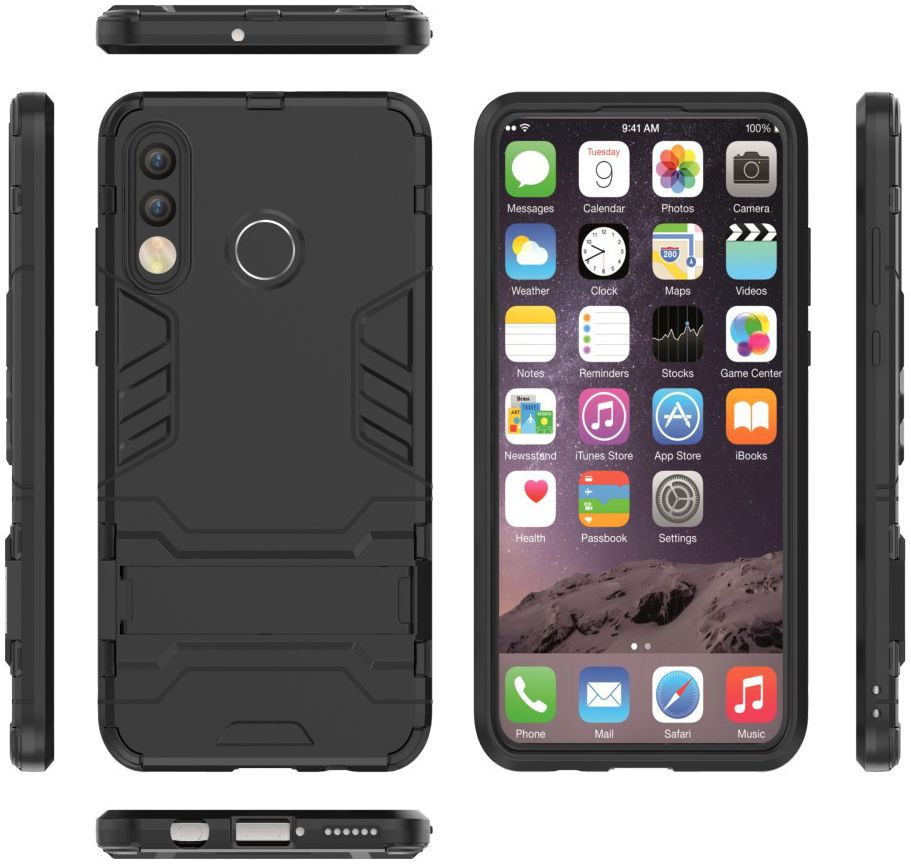 Huawei P30 Lite Hybride Kickstand Hoesje Zwart afbeelding 3