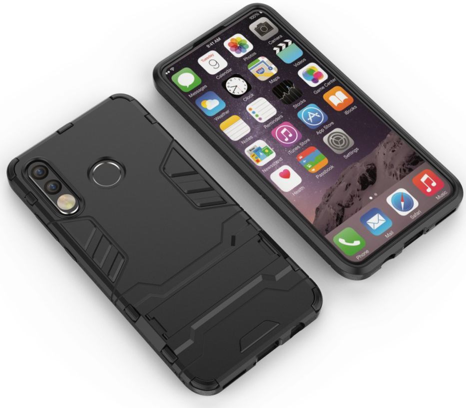 Huawei P30 Lite Hybride Kickstand Hoesje Zwart afbeelding 4