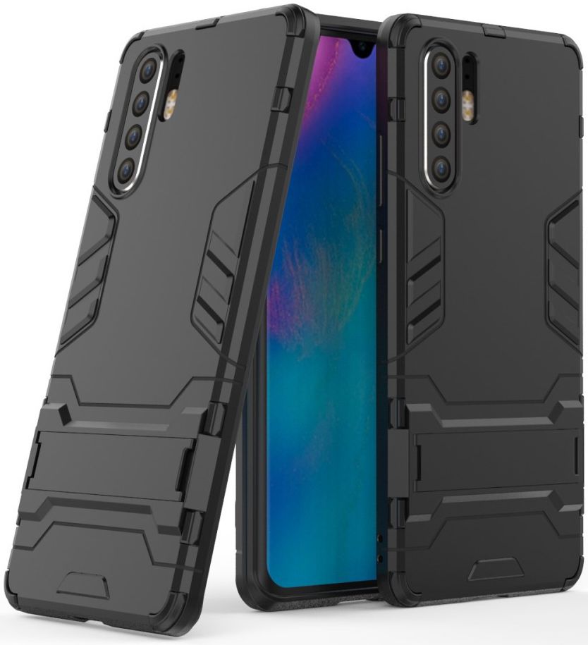 Huawei P30 Pro Hybride Kickstand Hoesje Zwart afbeelding 2